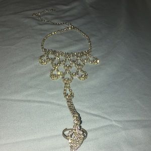 Ankle bracelet with attached toe ring